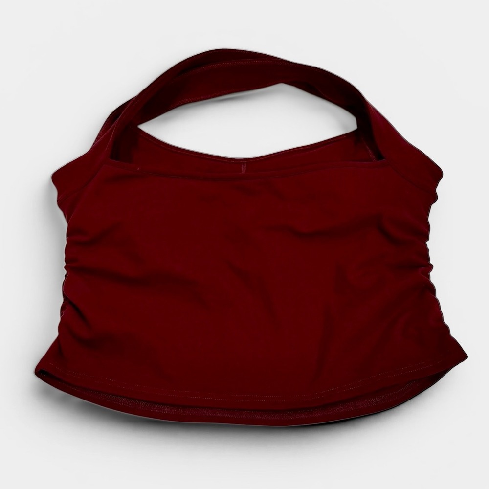 437 Four Three Seven Women XL Black Cherry Cross Back Ruched Athletic Top - Picture 2 of 6